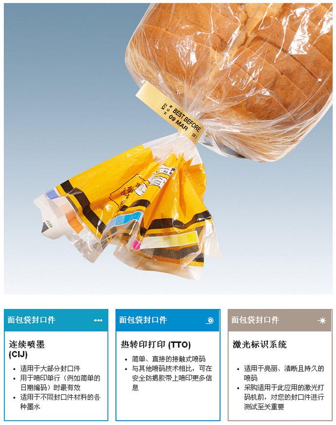 面包封口件喷码应用示意图