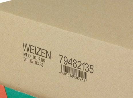 小麦产品货箱上的条码标识