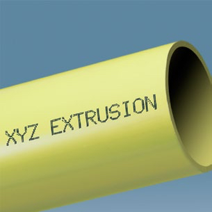 黄色管状外貌的玄色XYZ EXTRUSION字符