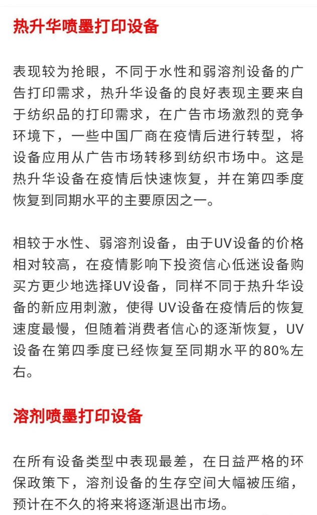 热升华与溶剂喷墨打印装备市场剖析文字
